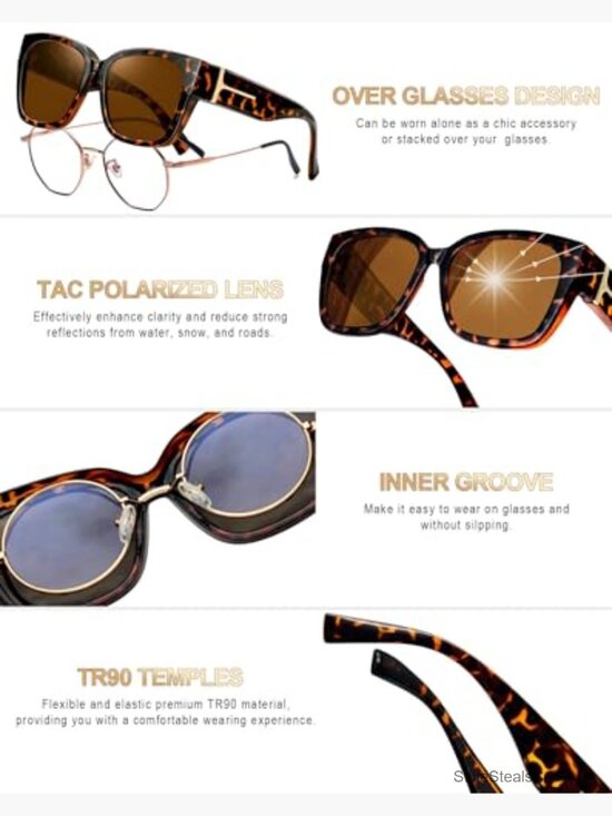 Over Glasses Sunglasses Polarized Fit Over Wrap Around 2 Pack main image 4